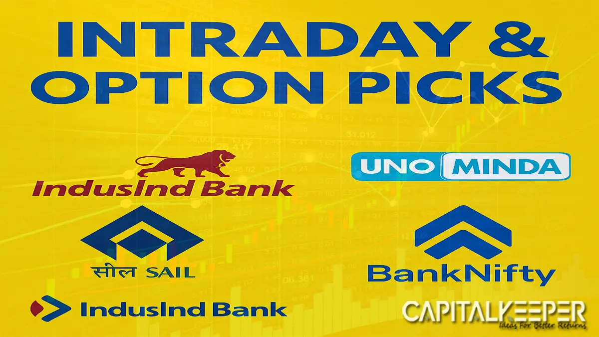 Top Option & Cash Trades: IndusInd 840 CE, Bank Nifty 55600 PE, Unominda 1100 CE, SAIL & GMR Airport Analysis