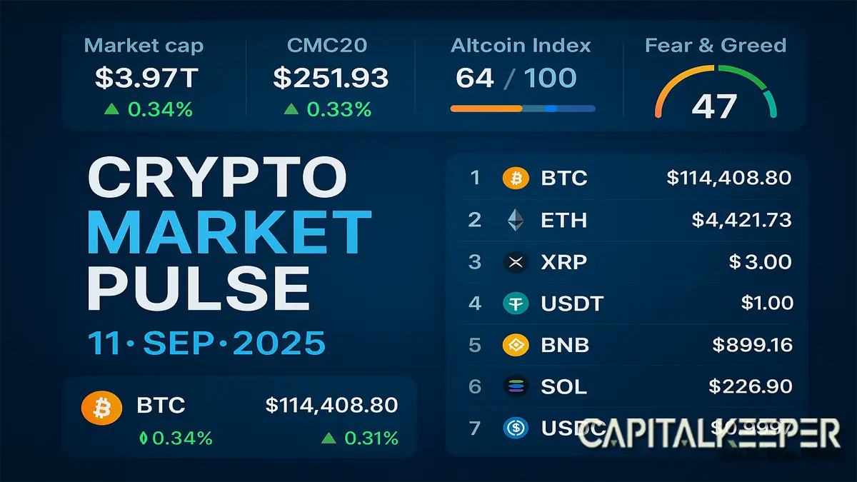 Crypto Market Pulse (11 Sept 2025) | Bitcoin Steady at $114K, Altcoins Mixed 1 Crypto Market Pulse (11 Sept 2025)