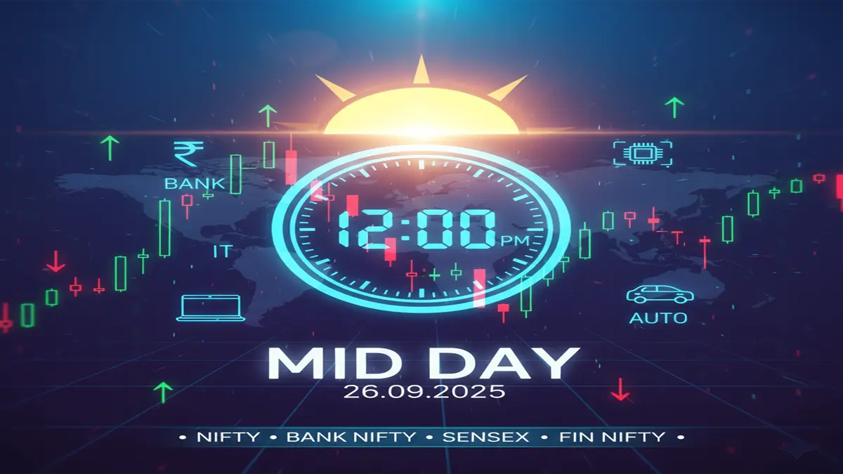 Mid Day Market Update 26 Sept 2025: Nifty Struggles Below 24,800 | Bank Nifty Weak, Auto & IT Shine 1 Mid Day Market Update 26 Sept 2025