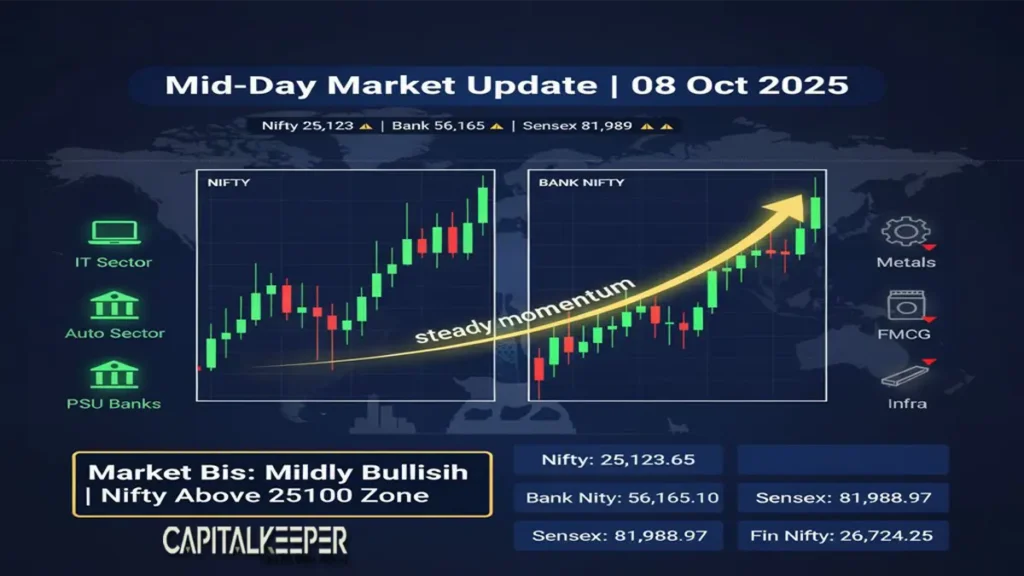 Mid Day Market Update 08 Oct 2025
