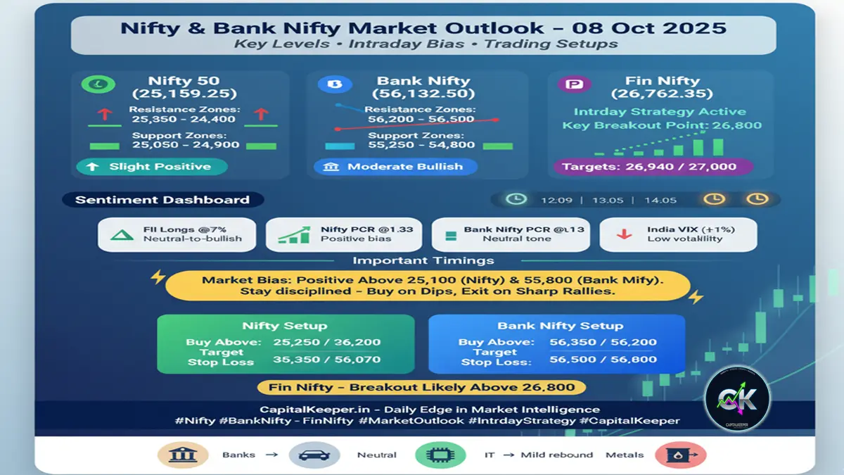 Nifty, Bank Nifty Outlook & Key Levels for 08 Oct 2025