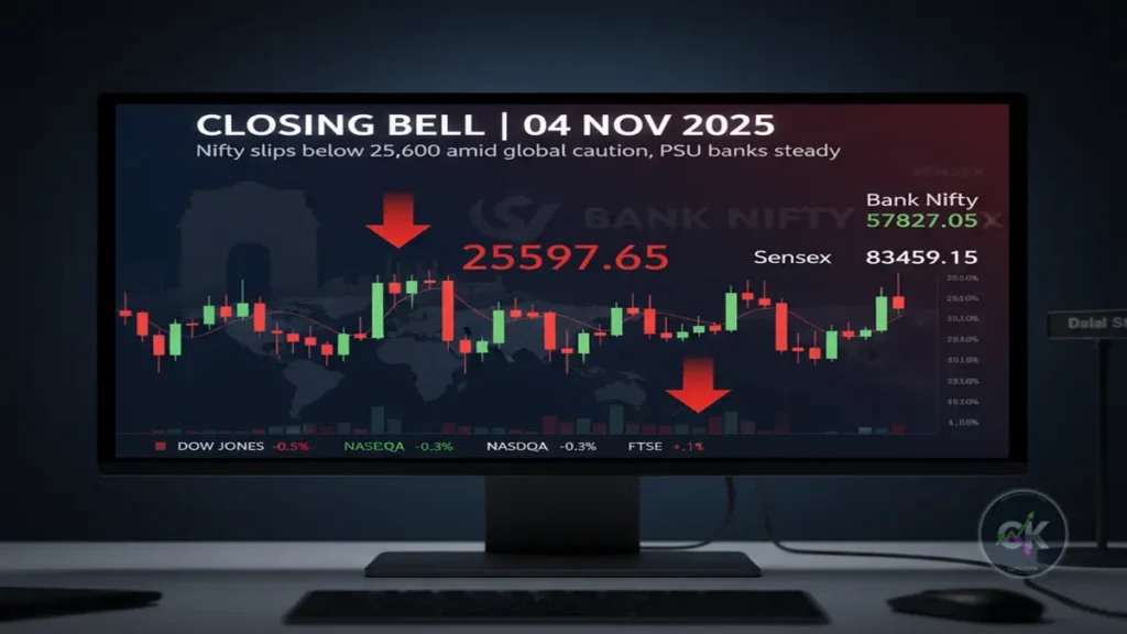 Indian Stock Market Closing Bell (04 November 2025): Nifty Slips Below 25,600 as Global Weakness and Profit Booking Drag Indices 2 Indian Stock Market Closing Bell (04 November 2025)