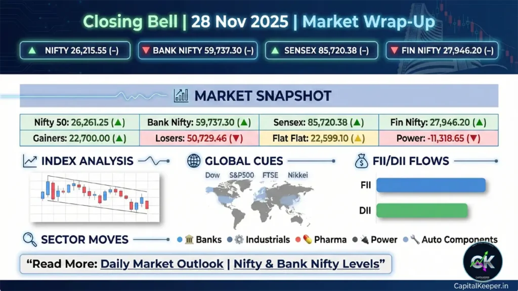 Stock Market Closing Bell Today 28 Nov 2025