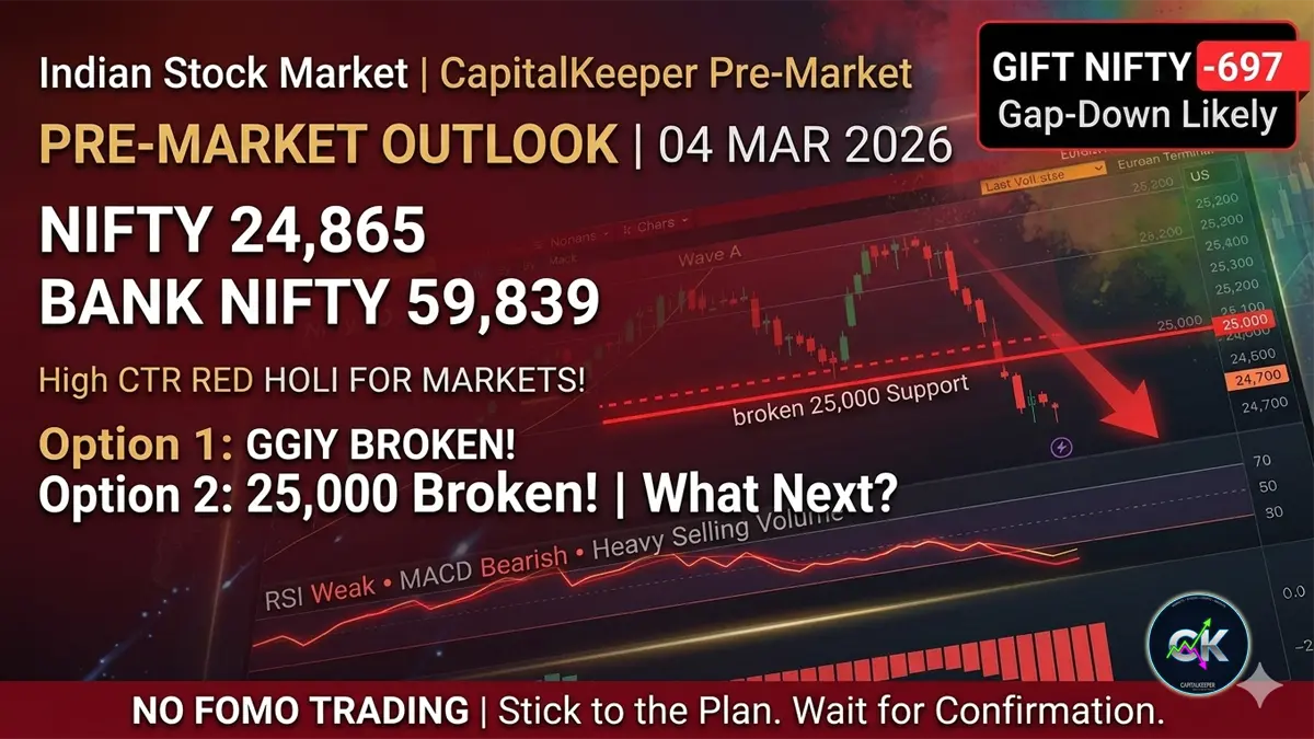 Indian Stock Market Pre-Market 04 March 2026 | Nifty at 24,865 | Gift Nifty Down 697 | Technical Outlook 6 Indian Stock Market Pre-Market 04 March 2026